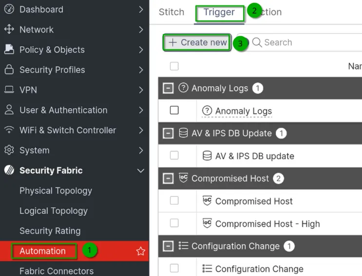 'Automation Stich Trigger Creation